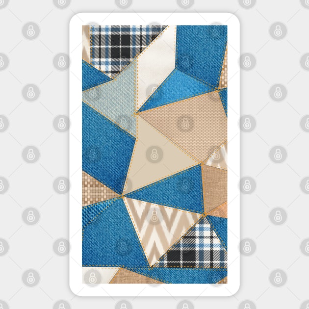 Denim Patchwork Design Magnet by CatCoconut-Art